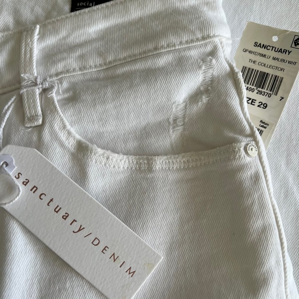 NWT Sanctuary Social Ankle Skinny Standard Rise White Jeans - Picture 4 of 9